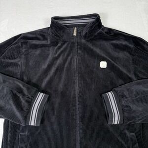 Nike Air Jacket Velour Mens Large Black Ribbed Soft Full Zip Y2K‎ Vintage